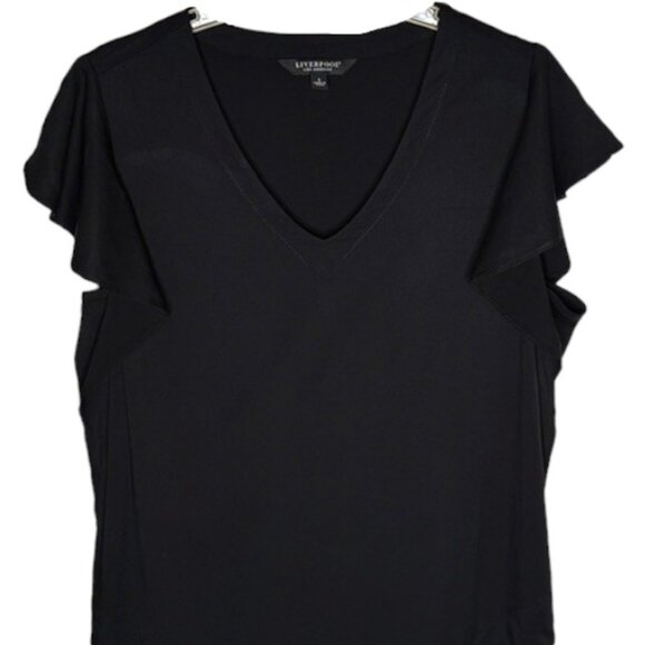 Liverpool Flutter Sleeve Sheath Dress - Black - S - Picture 4 of 9